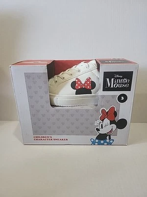 Children's Size 3 Disney Mickey Minnie Mouse Sneakers Shoes White Red Bow  - Image 1 of 2