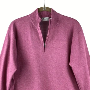 Maglione pullover Peter Millar rosa quarto zip taglia M cotone nuovo senza etichetta - Foto 1 di 7