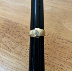 Vintage 14k massiv Gold und Diamant Chip geometrisch Modernist Ring Gr.5 4,2g - Bild 1 von 5