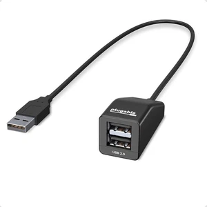 Plugable 2-in-1 USB Splitter with Dual 2.0 Ports, Compatible Black  - Afbeelding 1 van 5