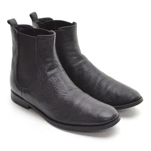 Ladies Manolo Blahnik Chelsea Ankle Boots 40.5 / 10 M Black Grain Leather Shoes - Picture 1 of 7