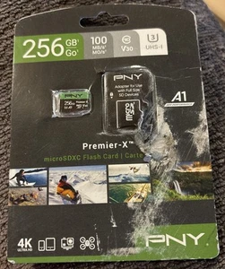 NEW & SEALED - PNY ELITE-X 256GB EXTERNAL SDXC FLASH MEMORY CARD WITH ADAPTER - Picture 1 of 2
