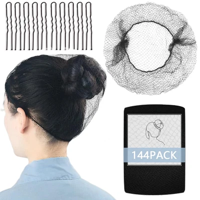 Hair Net Black - 144Pcs - 24 Inchess Invisible Nylon Net - Perfect for Hair Buns - Image 1 of 4