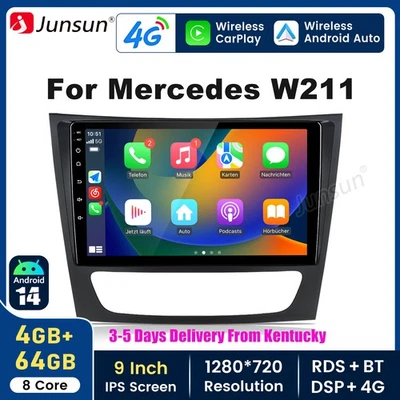 4+64G Carplay Android14 Car Radio For Mercedes Benz E-W211 E320 E500 GPS Navi FM - Image 1 of 4