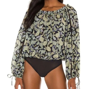 Free People Sundown Bodysuit Long Sleeve Paisley Print Size Small - Picture 1 of 7