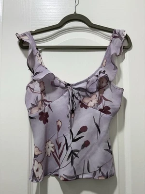 Blusa Babydoll Top Jonathan Martin Floral Púrpura Talla M Principios de la década de 2000 Y2K Fairy Hi Foto 1 de 4