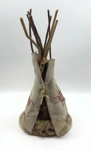 Vintage Indianer Indianer Tipi Hütte Leder selten mit zwei Babys Indianer - Bild 1 von 7