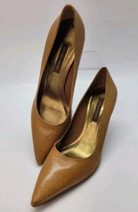 Antonio Melani Womens 6 M Pumps Textured Leather Camel Brown Heels Stilettos - Picture 1 of 10