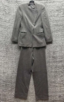 Conjunto de traje blazer y pantalón de lana pata de gallo marrón para mujer talla 38 de Giorgio Armani Foto 1 de 4