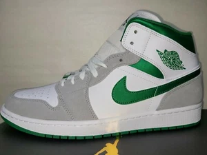 Mens Size 12.5 Nike Air Jordan 1 Mid SE Gray Pine Green DC7294-103 - Picture 1 of 12