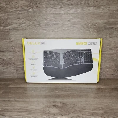 White DELUX GM901 BT 107 Keys Split Ergonomic Keyboard with 2 Hubs Soft Palm - Image 1 of 4