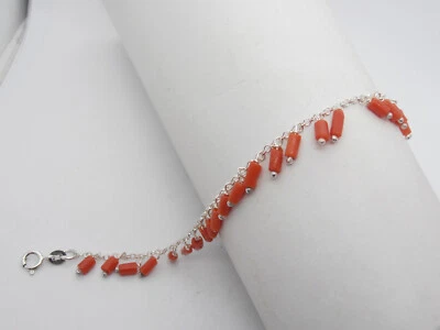 Braccialetto in Argento 925 con CORALLO naturale rosso - bracciale - - Immagine 1 di 4