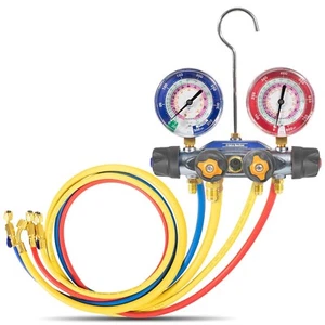 49968 4-Valve Test and Charging Manifold for R22/404A/410A Refrigerant - Picture 1 of 9