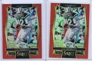 Lote de 2 cartas Panini Select Group 2016 #15 Joe Namath Red Prizm/99 - Imagen 1 de 2