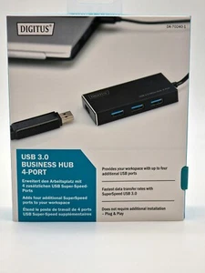 DIGITUS USB 3.0 Office Hub 4 Port Aluminiumgehäuse mit Netzteil DA-70240-1 - Bild 1 von 2