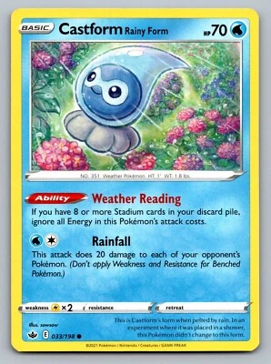 Pokemon TCG Chilling Reign Castform Rainy Form #33 - Image 1 of 2