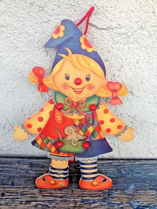 SELECT SPIELZEUG MADE IN GERMANY WOOD WALL HANGING PUPPET GIRL CLOWN HAMPELMANN - Picture 1 of 9