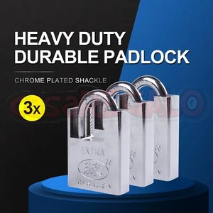 3pcs Padlock Extra Heavy Duty Lock Mechanism Anti-Rust Secure - Picture 1 of 13
