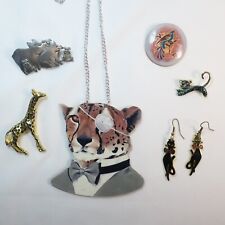 Vintage to Modern Costume Jewelry Animals Pins Brooch Necklaces Lot of 6