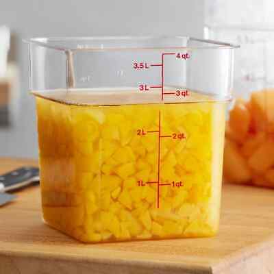 Food  Storage Containers Set Of 2 W/Lids Cambro 4 Qt Clear Polycarbonate Square • 32.75$