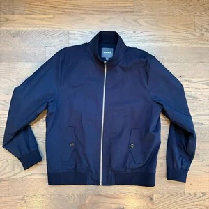Navy Blue Bomber Jacket Men’s XL Slim Fit NWOT Full Zip Pockets - Picture 1 of 10