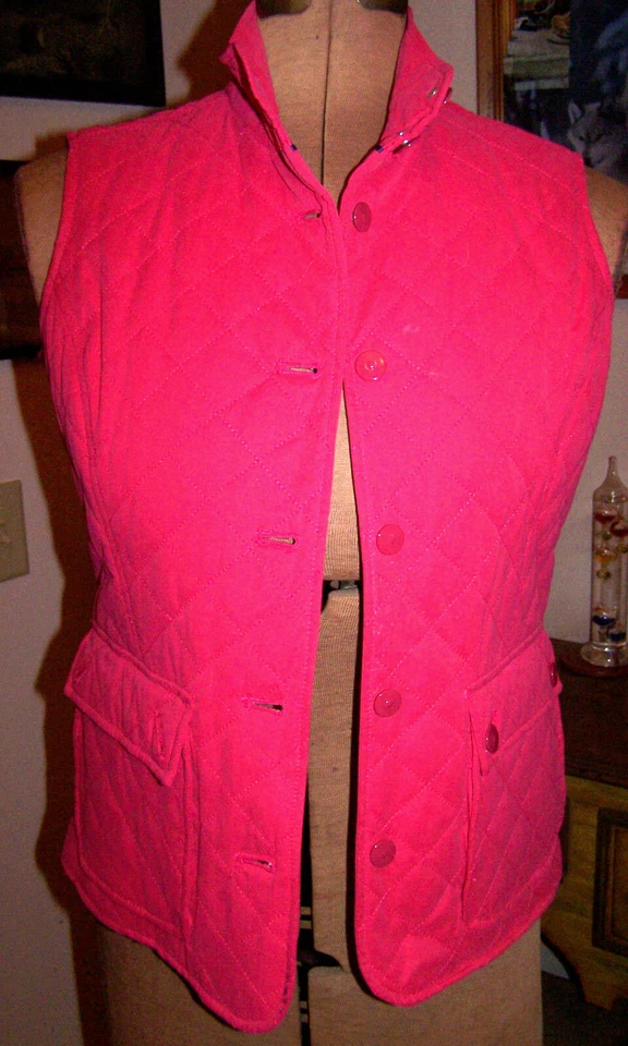 Chaleco LIZ CLAIBORNE Impactante Mezcla Rosa FORRADO ACOLCHADO Botón SIN MANGAS/Talla S Foto 1 de 4