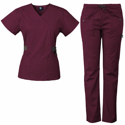Medgear Women's 12-Pocket Scrub Set with Silver Snap Detail & Contrast Trim 7897 - Image 1 of 4