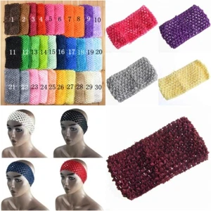 Womens 7cm Wide Crochet Headband Gym Sport Casual Hair Band - Picture 1 of 40