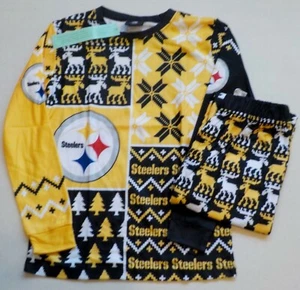 PITTSBURGH STEELER FOCO HOLIDAY PAJAMA SET YOUTH M L XL PANT SHIRT POLYESTER NIP - Picture 1 of 3