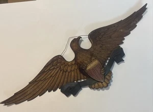 Vintage Sexton Cast Metal Bald Eagle & Shield Wall Plaque 27” x 9” Patriotic USA - Picture 1 of 18