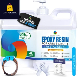 4L Clear Epoxy Resin Kit UV Resistant Food Safe for Art Wood Mould Casting - Picture 1 of 7