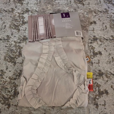 Lush Decor Avon Window Curtain Panel 54" x 95" Light Gray Ruffle Rod Pocket - Image 1 of 4