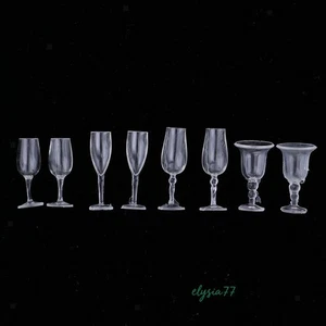 8PC Dollhouse Miniature 1/12 Accessories Scale Goblet Champagne Glasses Cups Bar - Picture 1 of 9