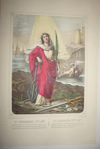 LITHO COULEUR XIX COULEUR PORTRAIT SAINTE PHILOMENE GRECE ROME ITALIE - Foto 1 di 9