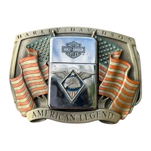 Vtg 1996 Harley Davidson / Zippo belt buckle vintage Made In USA Zippo Is Unused - Picture 1 of 12