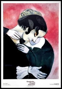 1999 * Manifesto, Poster Arte 'Marc Chagall - Gli Amanti Rosa' - Foto 1 di 6