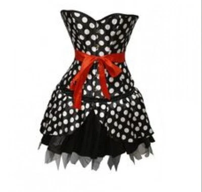 Rockabilly Polka Dot Burlesque Corset Outfit (#JP018) - Image 1 of 2