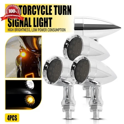 Luz intermitente LED cromada de 4 piezas para Yamaha V Star 250 650 950 1100 Foto 1 de 4