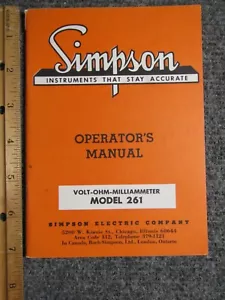 Simpson V.O.M Model 261 Operator's Manual ~ c. 1963 ~ Original - Picture 1 of 3