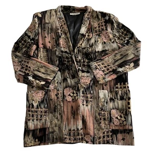 Kensington Square Womens Rayon Blazer Size L VTG Grunge Artsy Boyfriend 90s USA - Picture 1 of 8