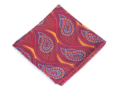 Lord R Colton Masterworks Pocket Square - Santiago Rust & Blue Silk $75 New - Image 1 of 2