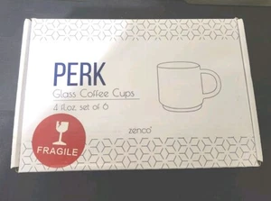 Zenco Living Perk Glass Coffee Cups - 4 FL OZ - Set of 6 for small coffees - Picture 1 of 5