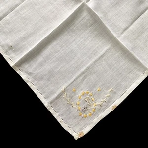De colección Hanky pañuelo blanco bordado amarillo crema lavanda - Imagen 1 de 5