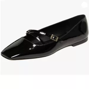 Women Closed Square Toe Ballet Flats Strap Buckle Fashion Mary Jane Flats Black - Picture 1 of 8