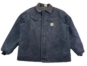 Carhartt Canvas Jacket Men's Size 48 Black CQ185 USA Vintage Union Distressed - Picture 1 of 9