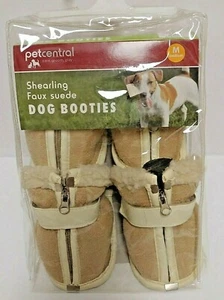 Shearling Faux Suede Dog Booties Size Medium Dalmatian Border Collie - Picture 1 of 6