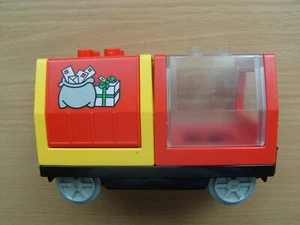 Lego Duplo Eisenbahn Anhänger Cargo gelb rot + Container Waggon rot - Bild 1 von 12