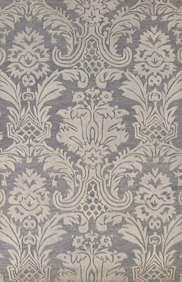 Damask Design Artisan-made Grey Wool Area Rug Hand-tufted Modern Carpet 5x8 ft - Image 1 of 4