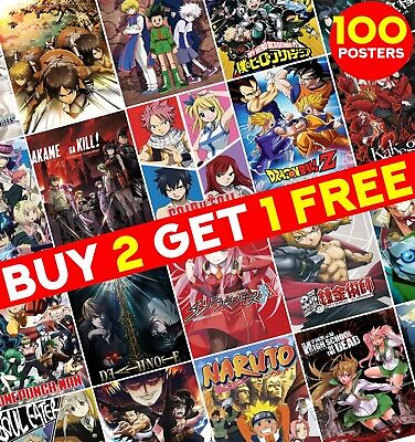 MyAnimeList Top 100 Anime Greatest Anime Poster Print Wall Art Room Decor ED028 • 5.20£