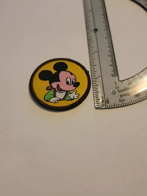 Yellow Disney Vintage Style Baby Bib Mickey Mouse Patch Disneyland Cartoon Sew - Image 1 of 2